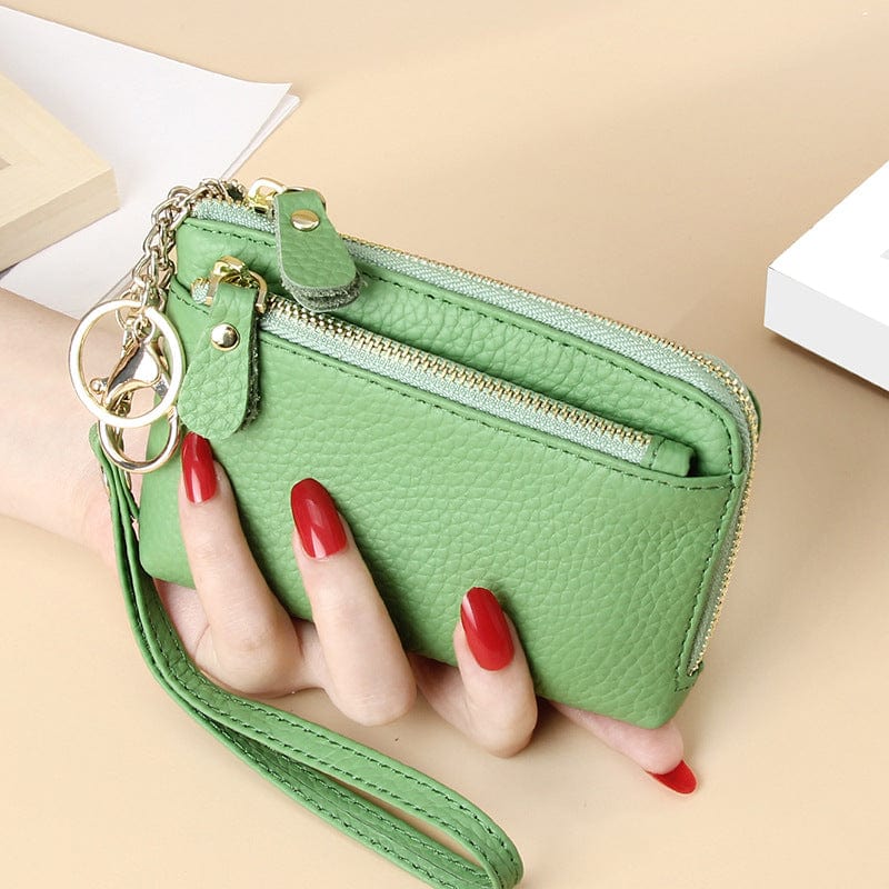 2022 Women's Wristlets Designer Genuine Leather Wallet Female Small Coin Purse Card Holder Keychain Wristlet Wallet for Women