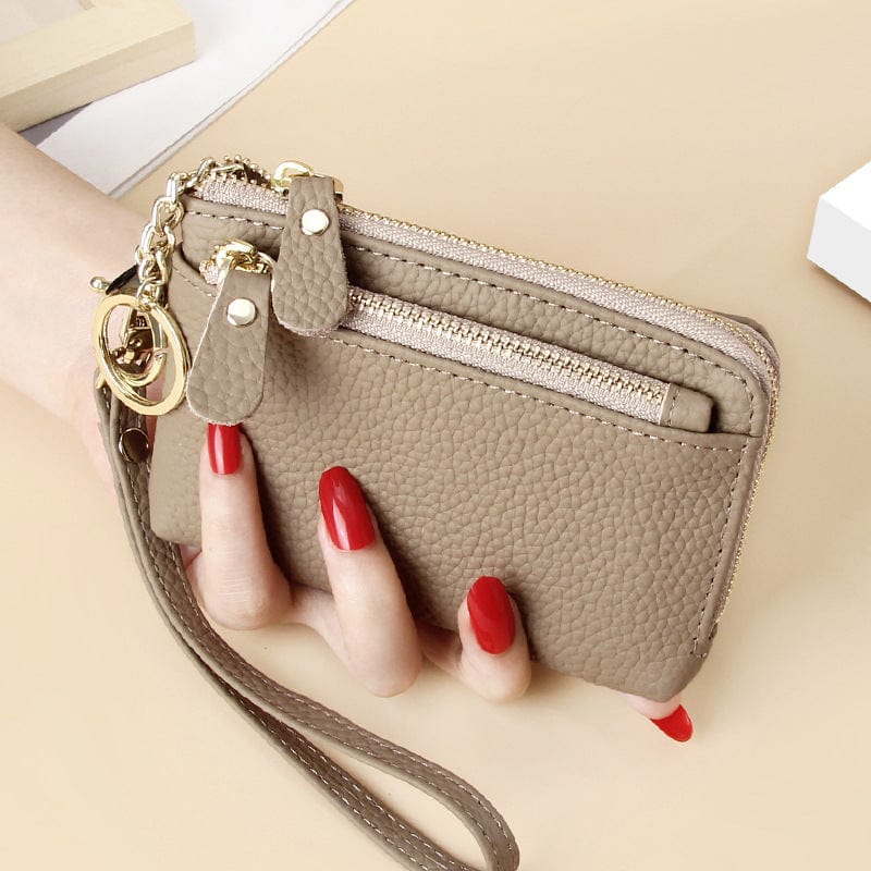 2022 Women's Wristlets Designer Genuine Leather Wallet Female Small Coin Purse Card Holder Keychain Wristlet Wallet for Women