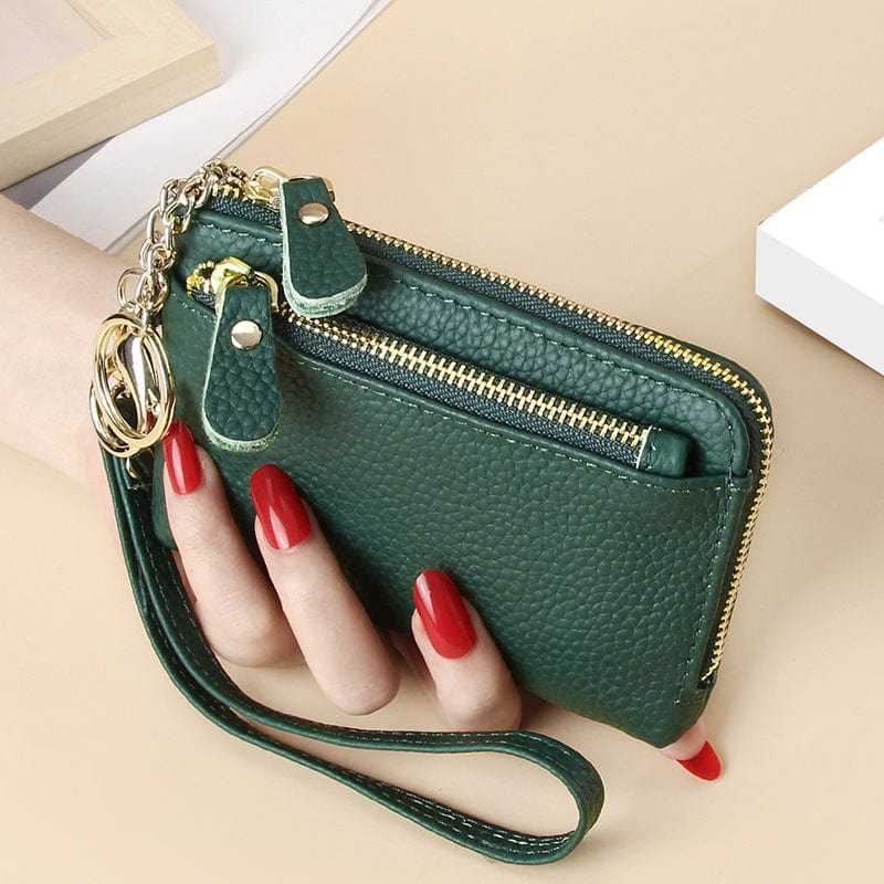 2022 Women's Wristlets Designer Genuine Leather Wallet Female Small Coin Purse Card Holder Keychain Wristlet Wallet for Women