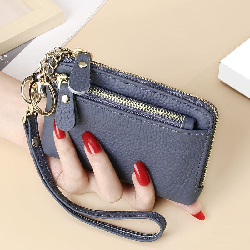2022 Women's Wristlets Designer Genuine Leather Wallet Female Small Coin Purse Card Holder Keychain Wristlet Wallet for Women