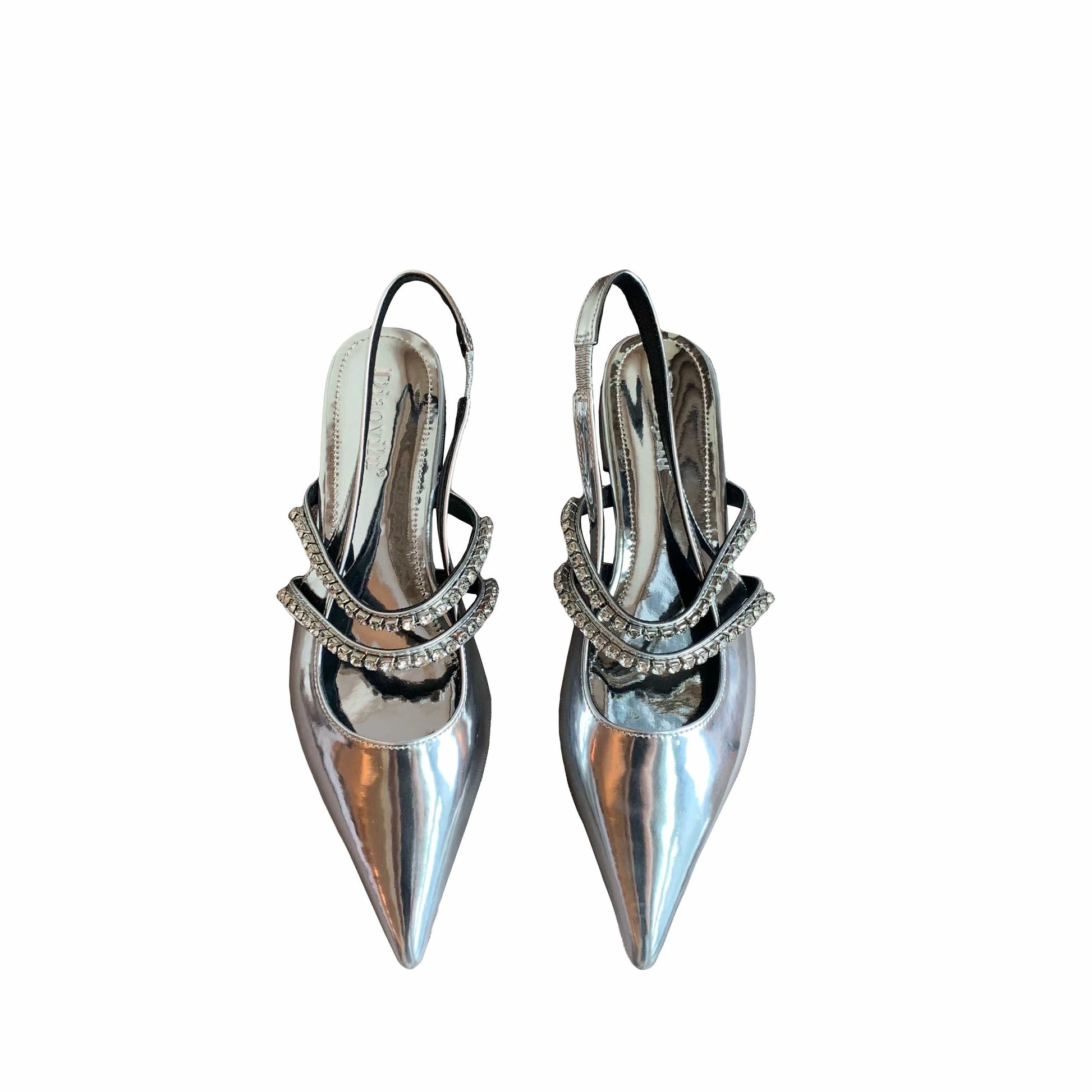 2023 autumn new Anne French drill with pointed toe back empty flat shoes niche Baotou sandals