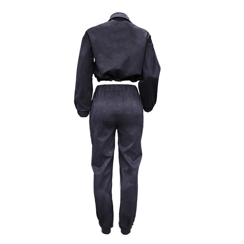 2023 Autumn New Arrival Casual Loose Two Piece Sets Women Zip Up Pullovers And Wide Leg Pants Solid Matching Sets