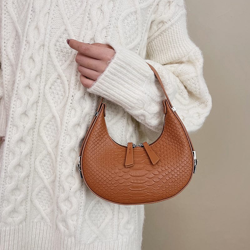 2023 Crocodile Pattern Armpit Hand Bags Underarm Women Shoulder Purses Half Moon Ladies Bags Leather Handbags Luxury
