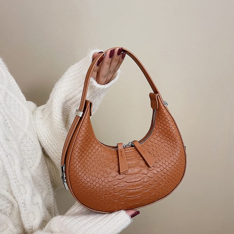 2023 Crocodile Pattern Armpit Hand Bags Underarm Women Shoulder Purses Half Moon Ladies Bags Leather Handbags Luxury