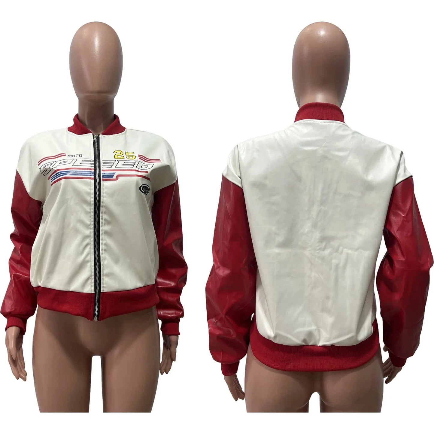 2023 Fall Casual PU Jacket Women's Clothing Fashion Printing Letter Shorts Jacket for Ladies