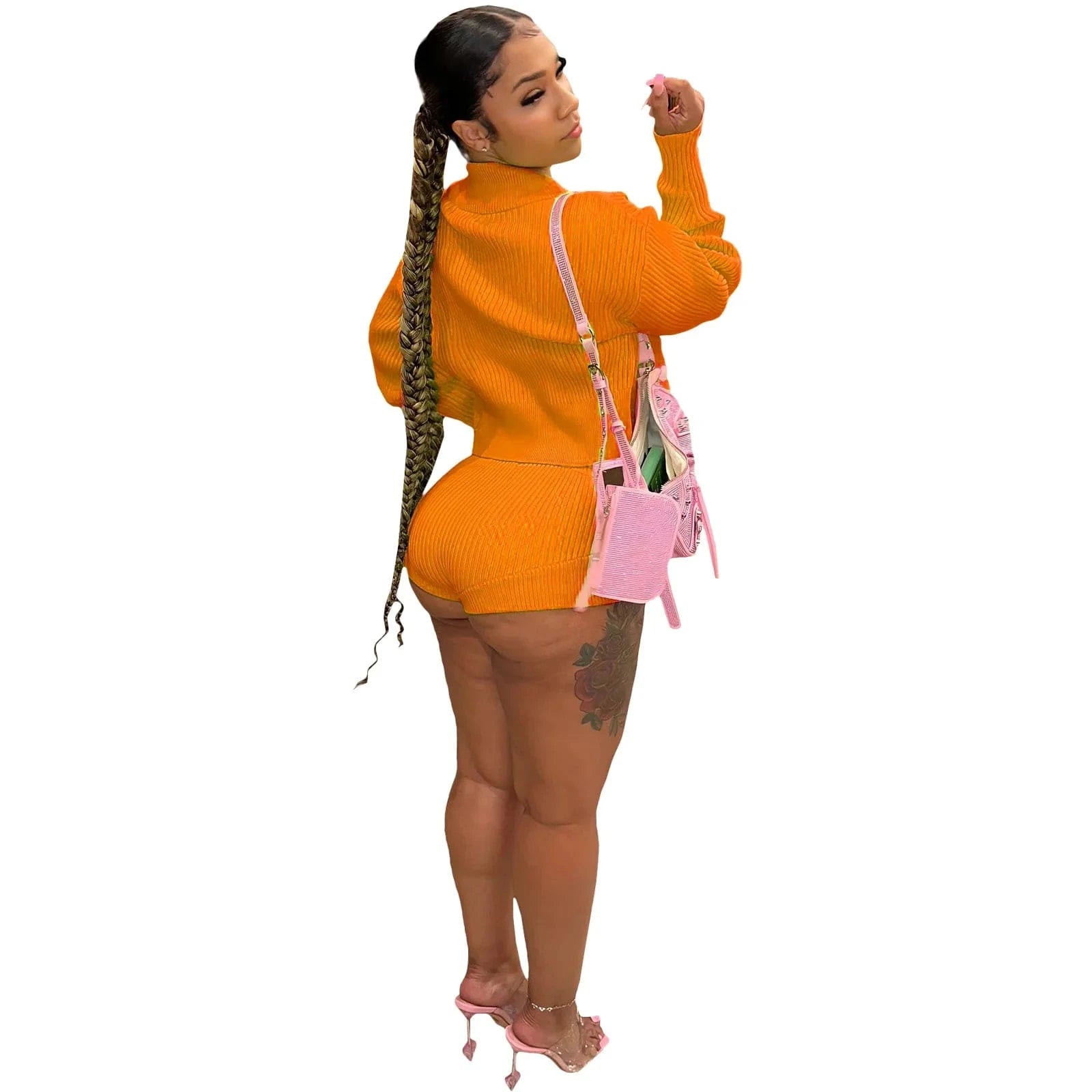 2023 Fall Clothing Knitted 2 Piece Set Women  Cardigan and Short Pants Two Piece Women Fitness Outfits
