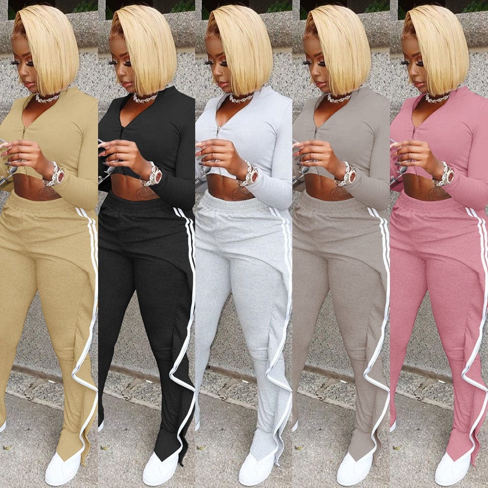2023 Fashion New Arrivals Fall Cotton Sweat Tracksuit Set Casual Solid Color Long Sleeve Women Plus Size Tracksuits Jogger Set