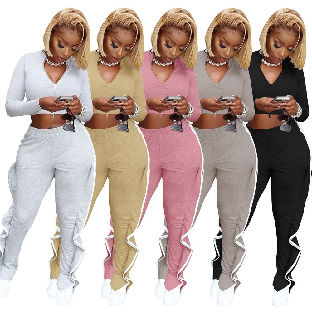 2023 Fashion New Arrivals Fall Cotton Sweat Tracksuit Set Casual Solid Color Long Sleeve Women Plus Size Tracksuits Jogger Set