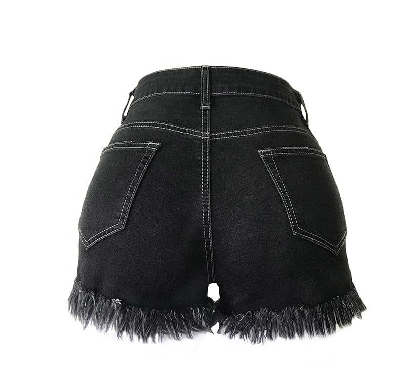 2023 Fashion Shorts Women Jean Denim Short Straight Women High Waist Tassel Summer Shorts Push Up Skinny Slim Denim Short