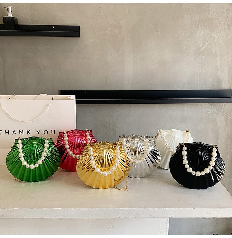 2023 Fashion Women Designer Pearl Chain Shell Bags Acrylic Clutch Purse and Hand Bag