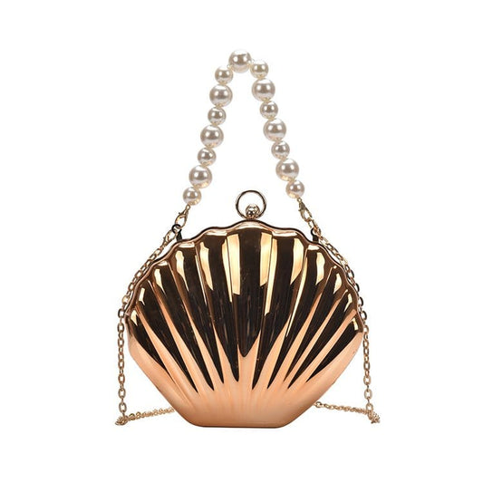 2023 Fashion Women Designer Pearl Chain Shell Bags Acrylic Clutch Purse and Hand Bag