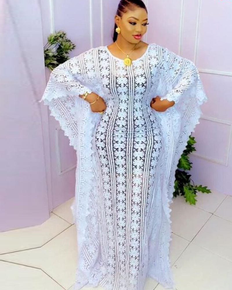 2023 Hot selling round neck pullover loose waist plus size white robe dress