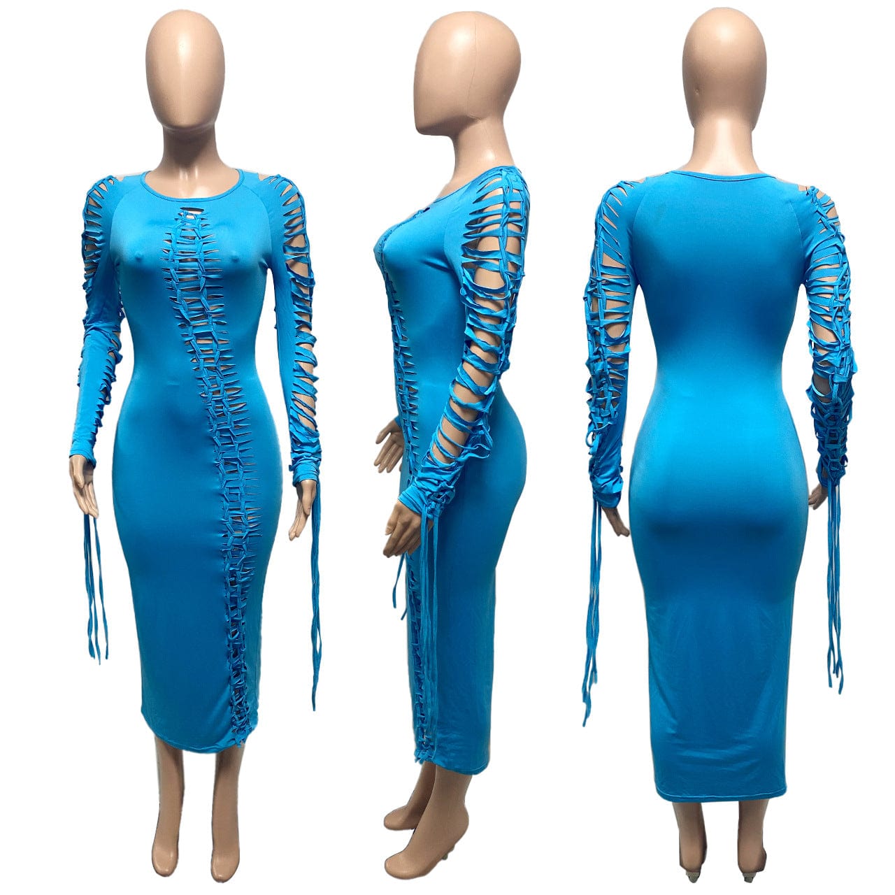 2023 New Arrival Women Fall Dresses For Women Sexy Long Sleeve Dresses Cut Out Lace Up Sexy Bodycon Maxi Dress