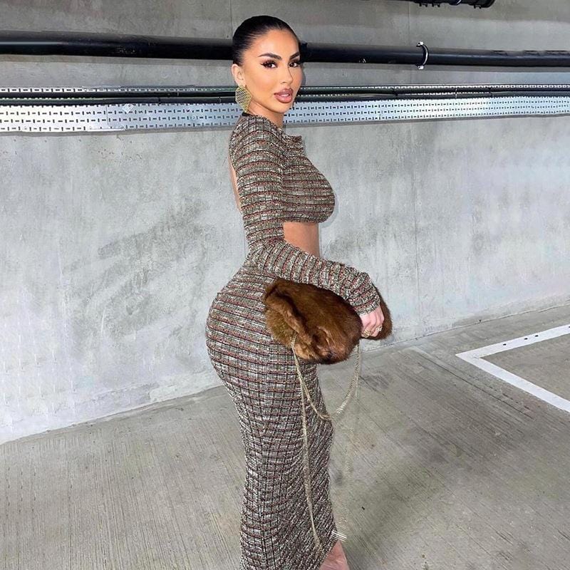 2023 New Arrival Women Set Wholesale Autumn 2 Piece Set Women Fall 2023 Long Sleeve Sexy Backless Maxi Skirt Set