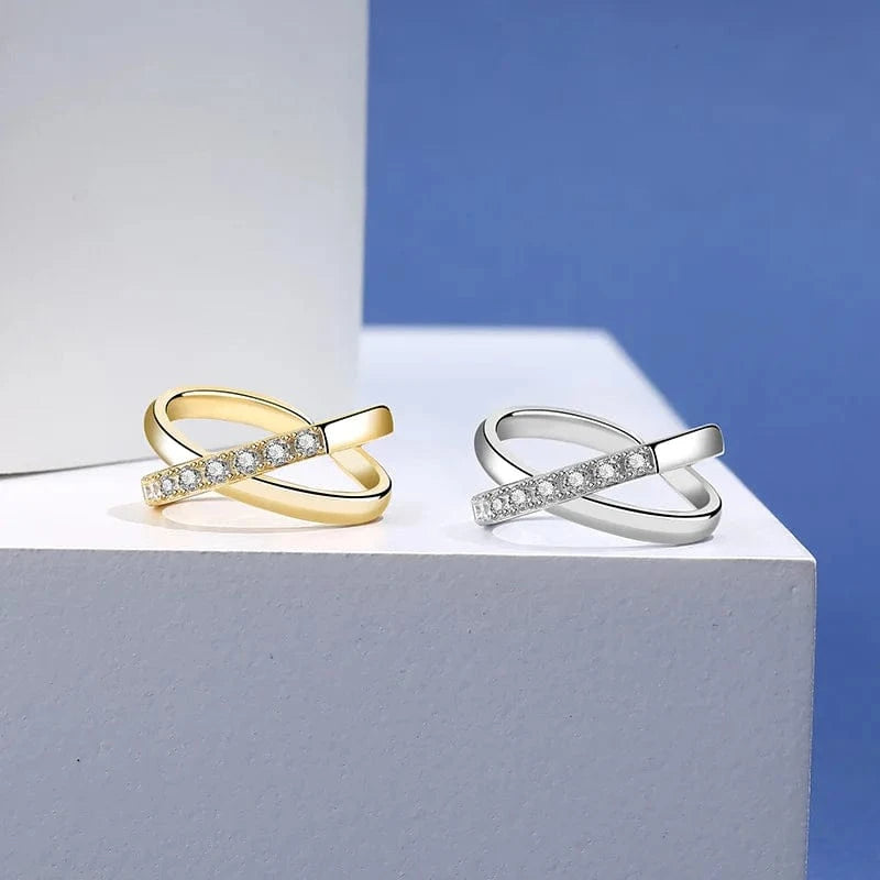 2023 NEW designer 925 silver adjustable ring jewelry 18k gold plated sterling silver cross wedding rings for women