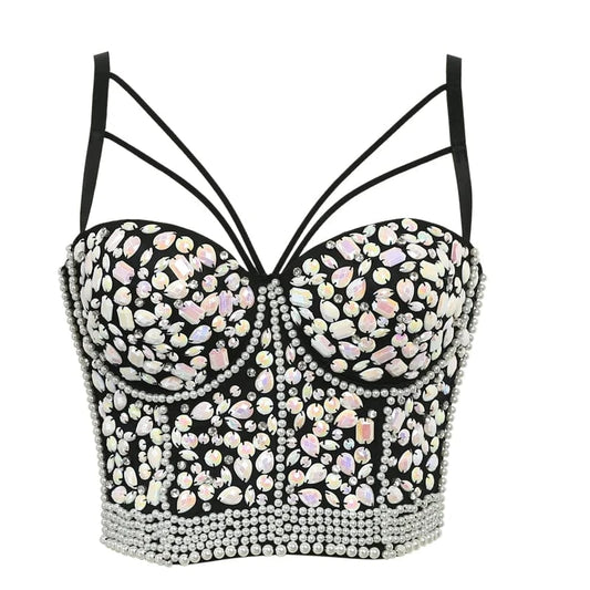 2023 New Fashion plus size women corset top Acrylic beaded Decoration corset for women