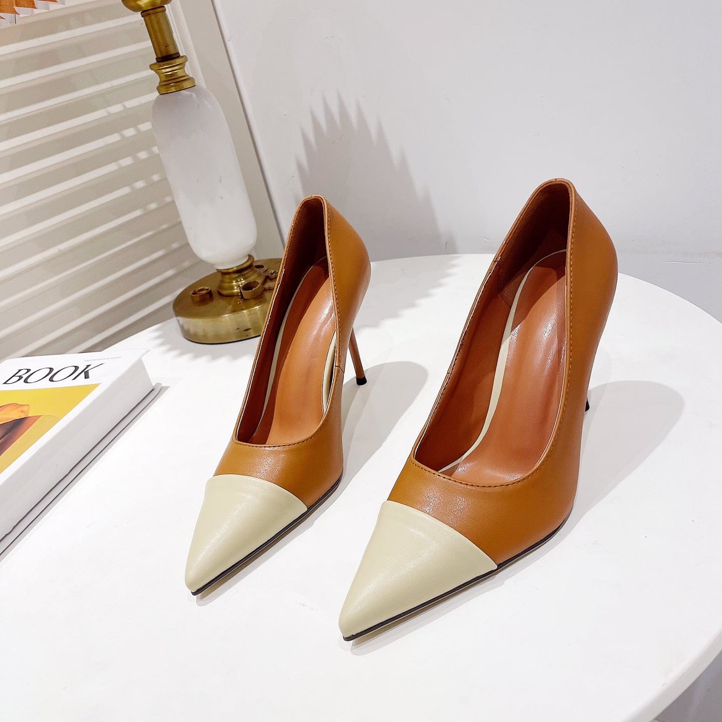 2023 new high-heeled stitching banquet all-match women's single shoes stiletto pointed toe commuter women's pumps
