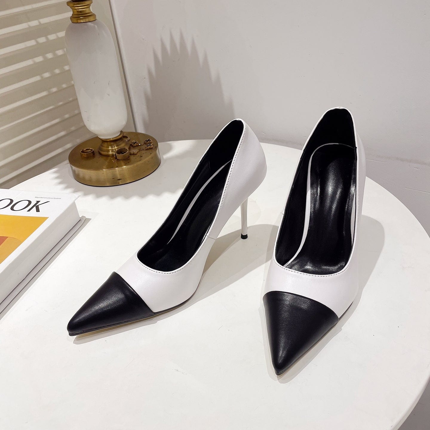 2023 new high-heeled stitching banquet all-match women's single shoes stiletto pointed toe commuter women's pumps