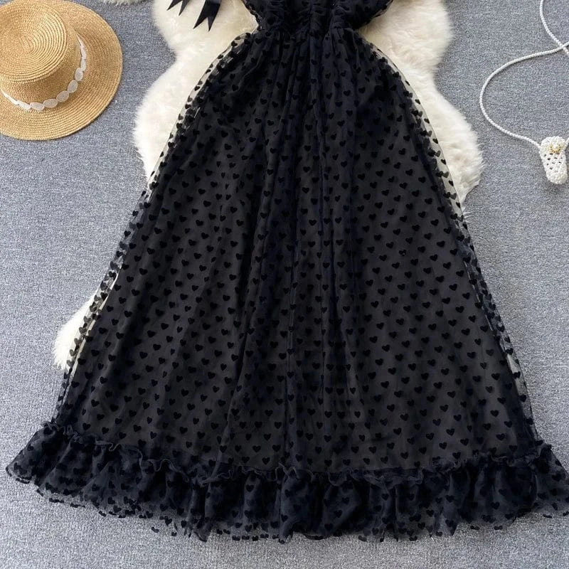 2023 New Ladies Spring Summer Solid Puff Sleeve Ruffle Cake Casual Dresses Women