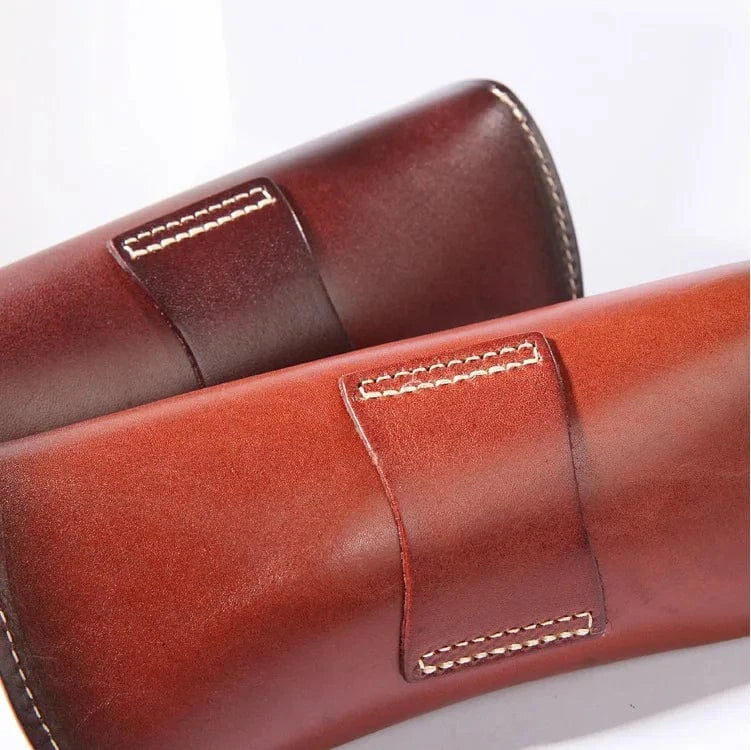 2023 New Vintage Handmade Leather Glasses Case Portable Glasses Case Genuine Cowhide Leather Glasses Bag
