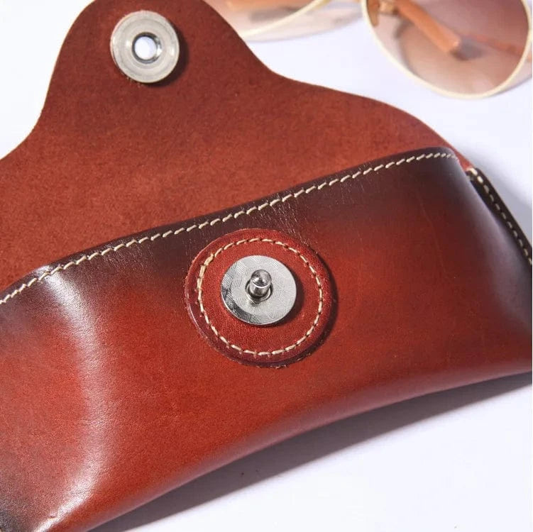 2023 New Vintage Handmade Leather Glasses Case Portable Glasses Case Genuine Cowhide Leather Glasses Bag
