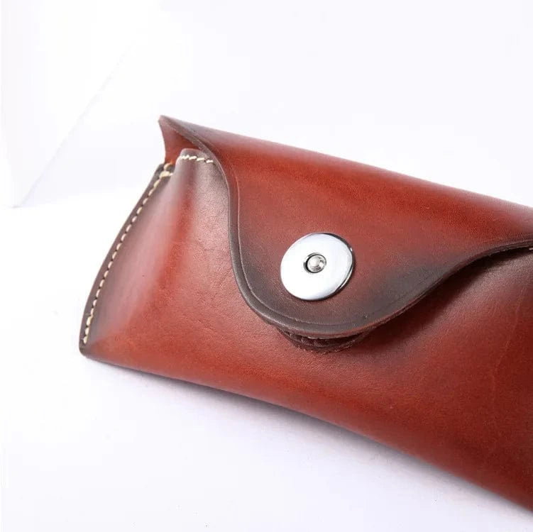 2023 New Vintage Handmade Leather Glasses Case Portable Glasses Case Genuine Cowhide Leather Glasses Bag