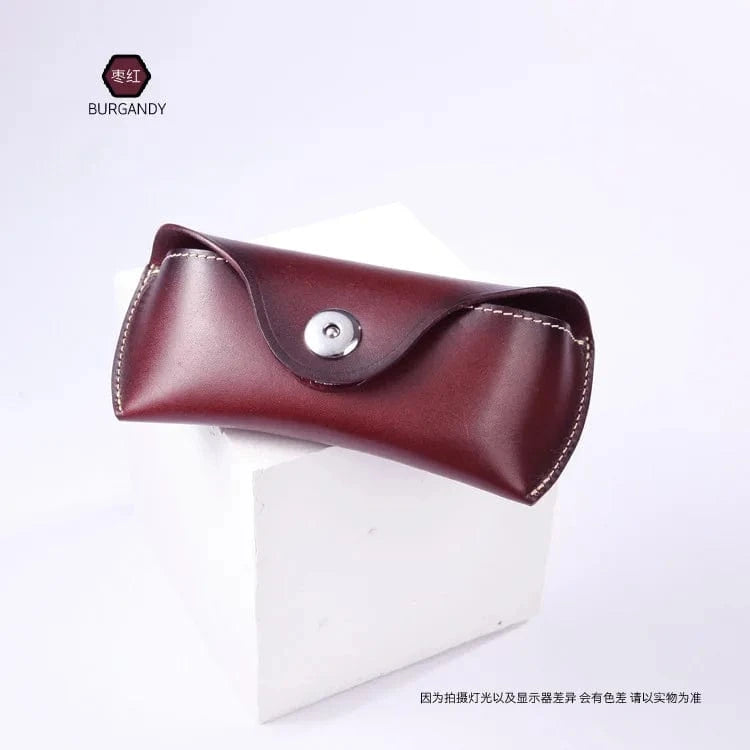 2023 New Vintage Handmade Leather Glasses Case Portable Glasses Case Genuine Cowhide Leather Glasses Bag