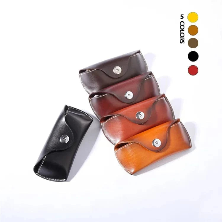 2023 New Vintage Handmade Leather Glasses Case Portable Glasses Case Genuine Cowhide Leather Glasses Bag
