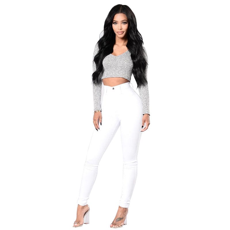2023 New Wholesale Casual Sexy Black White High Waist Skinny Ladies Slim Fit Denim Pants Plus Size Women's Jeans