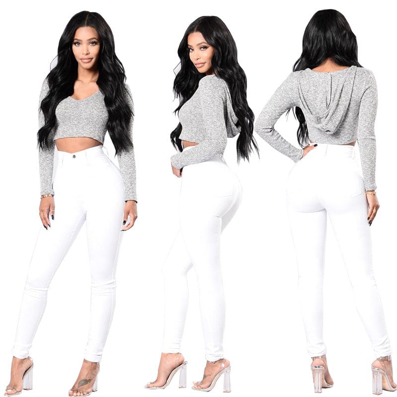 2023 New Wholesale Casual Sexy Black White High Waist Skinny Ladies Slim Fit Denim Pants Plus Size Women's Jeans