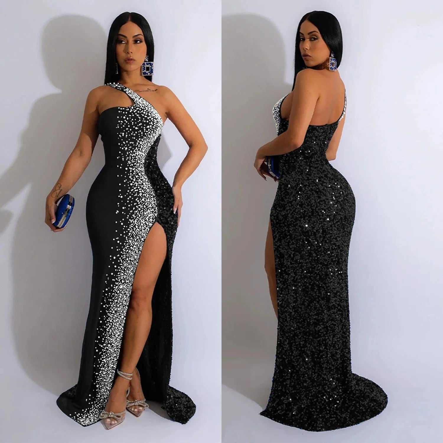 2023 Sparkly Women'S Rhinestone Long Club Party Dresses Mesh See Through Sexy Backless Evening Elegant Party Dress