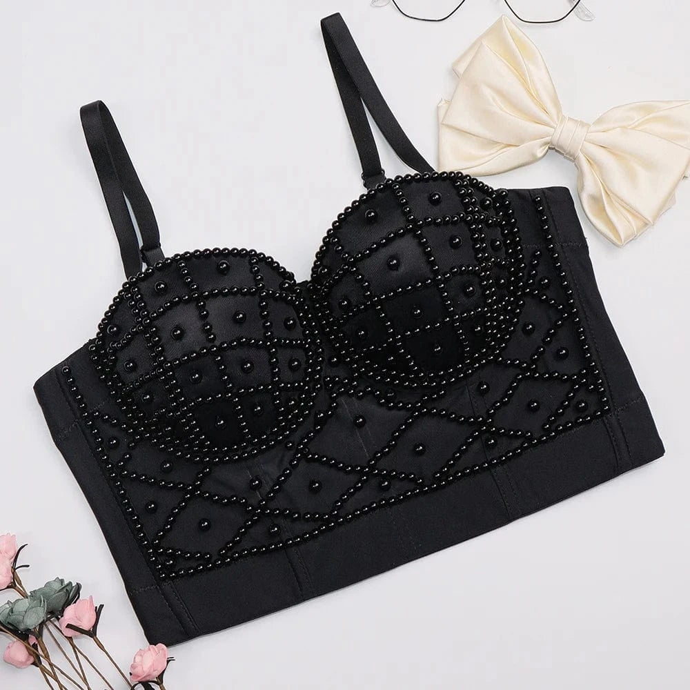 2023 Women's Suspender Rhinestone Beaded Top Sexy Bandeau Corset Hot Girl Waistcoat
