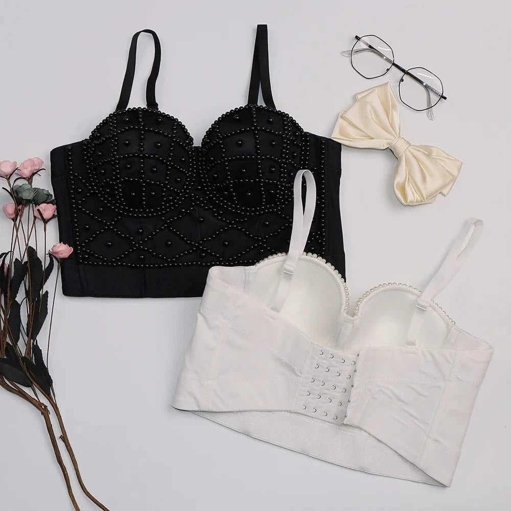 2023 Women's Suspender Rhinestone Beaded Top Sexy Bandeau Corset Hot Girl Waistcoat