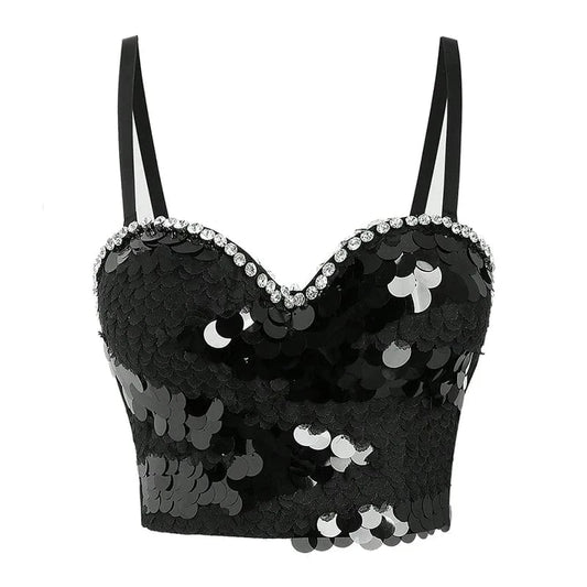 2023 Women Sexy Outwear Night Club Corset Top Rhinestone Crop Tops Bustier Bustier Spaghetti Strap Performance Clothing