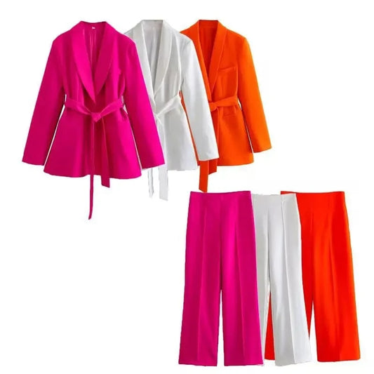 2023 Women Spring Pant Suits 2 pieces sets Casual Blazers Coats and Trousers Female Elegant Street Two Suit Clothing