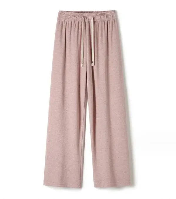 2024 Best-Selling Autumn and Winter Women's Warm High Waist Lace Up Long Straight Leg Pants Velvet Dragging Ladies Casual Pants