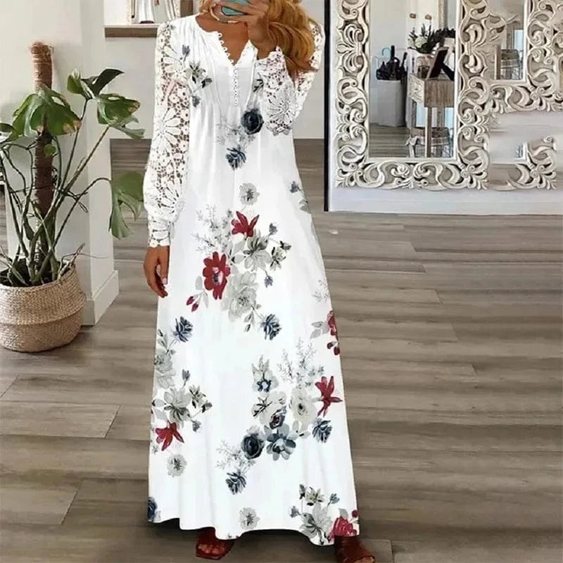 2024 Fashion New Hot Sale Autumn and Winter Women's New Dress Fashionable Printed Lace Long Sleeve Dress