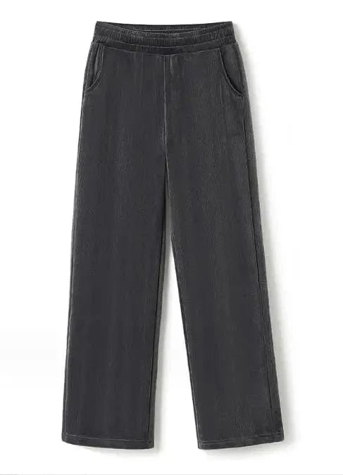 2024 Hot Sale Autumn and Winter Women's Warm Long Narrow Version Straight Leg Pants Velvet Drape Ladies Casual Pants
