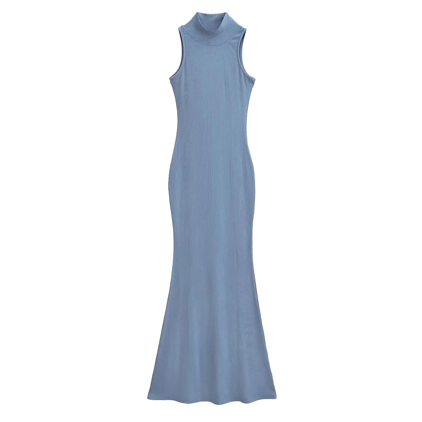 2024 New Colors High Neck Mermaid Bodycon Dresses Solid Color Sleeveless knit waist women's lady elegant maxi dress