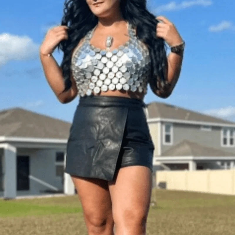 2024 New Night Club Dance Handmade Glitter Crop Tops For Women Sexy