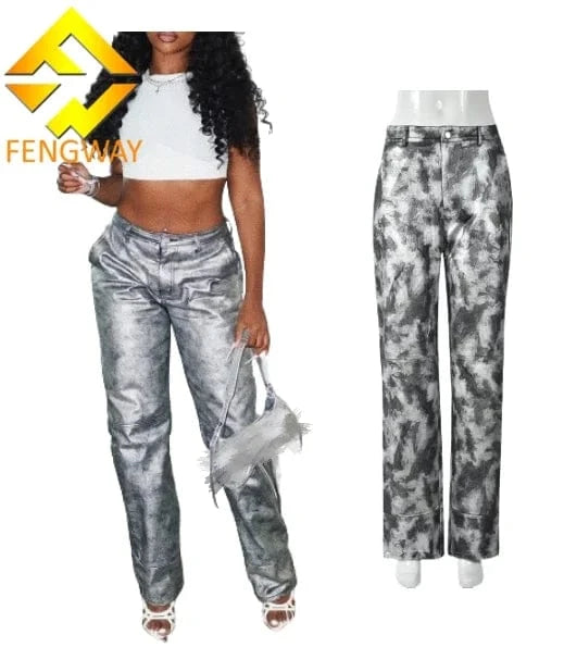 2024 New Winter Women's Fashion Pants Streetwear Slim Straight Pants Casual Gothic Trousers Women's Plus Size