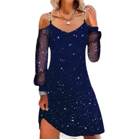 2024 Summer Women's clothing New V-neck printing Contrast color Stitching mesh Short Elegant Sexy Women's dress