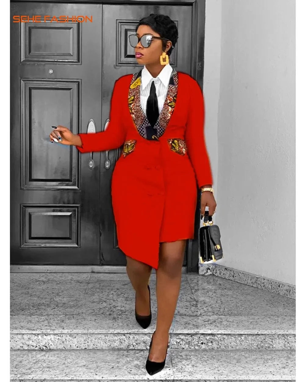 20411-MX25 office wear suits collar plus size dress ladies sehe fashion