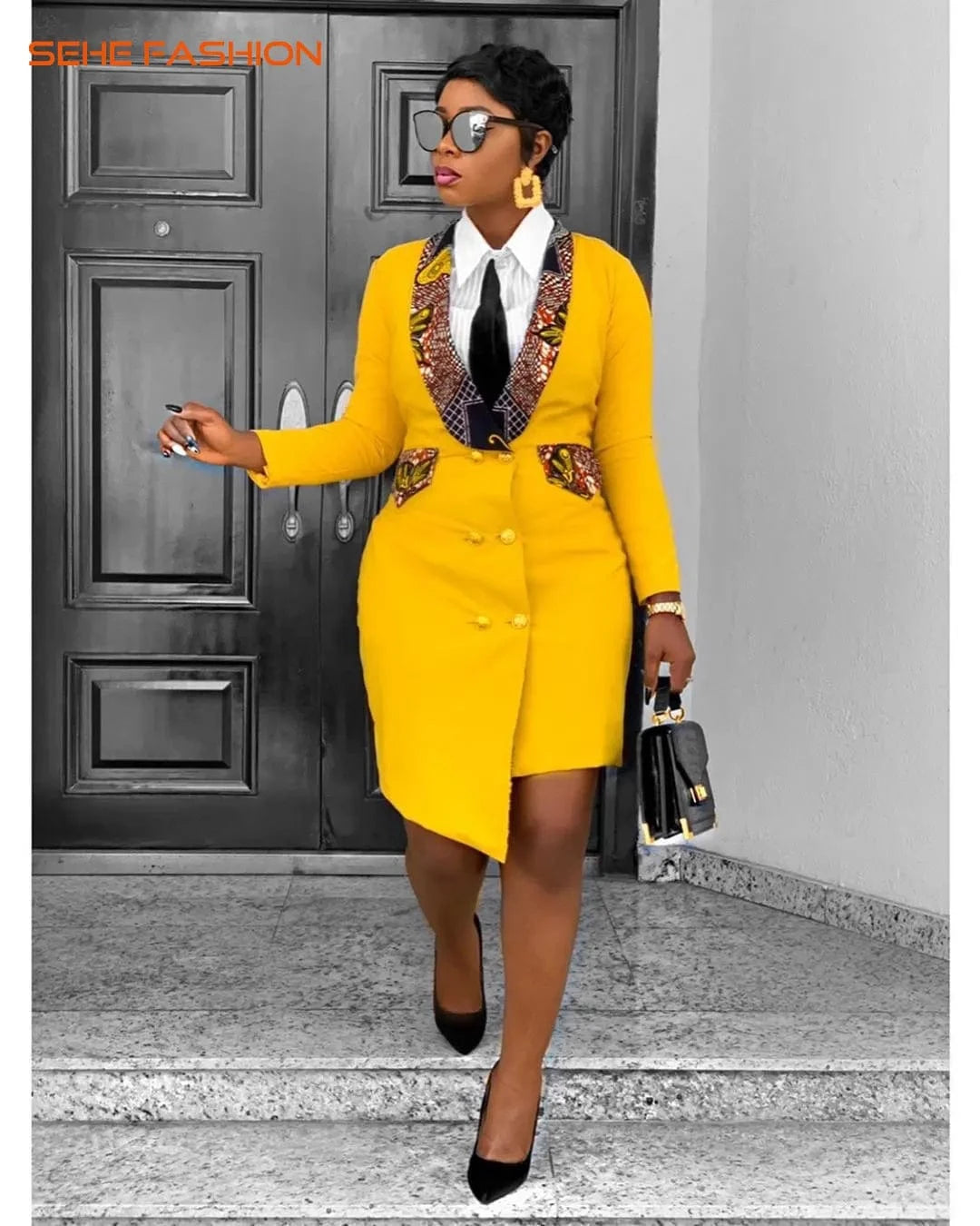 20411-MX25 office wear suits collar plus size dress ladies sehe fashion