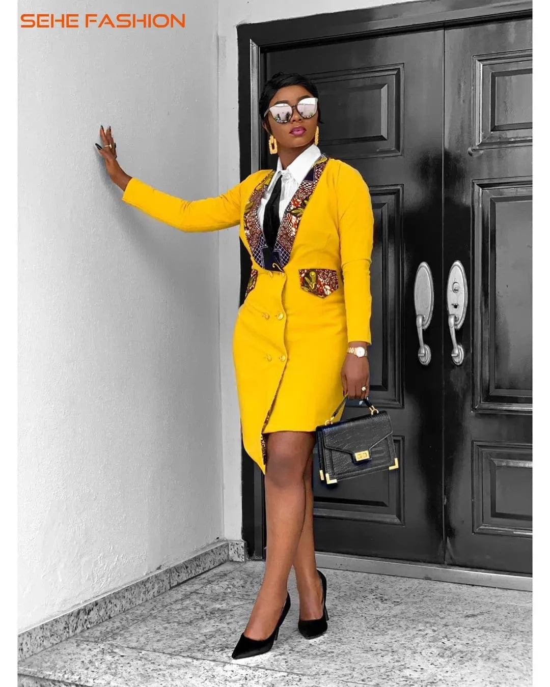 20411-MX25 office wear suits collar plus size dress ladies sehe fashion
