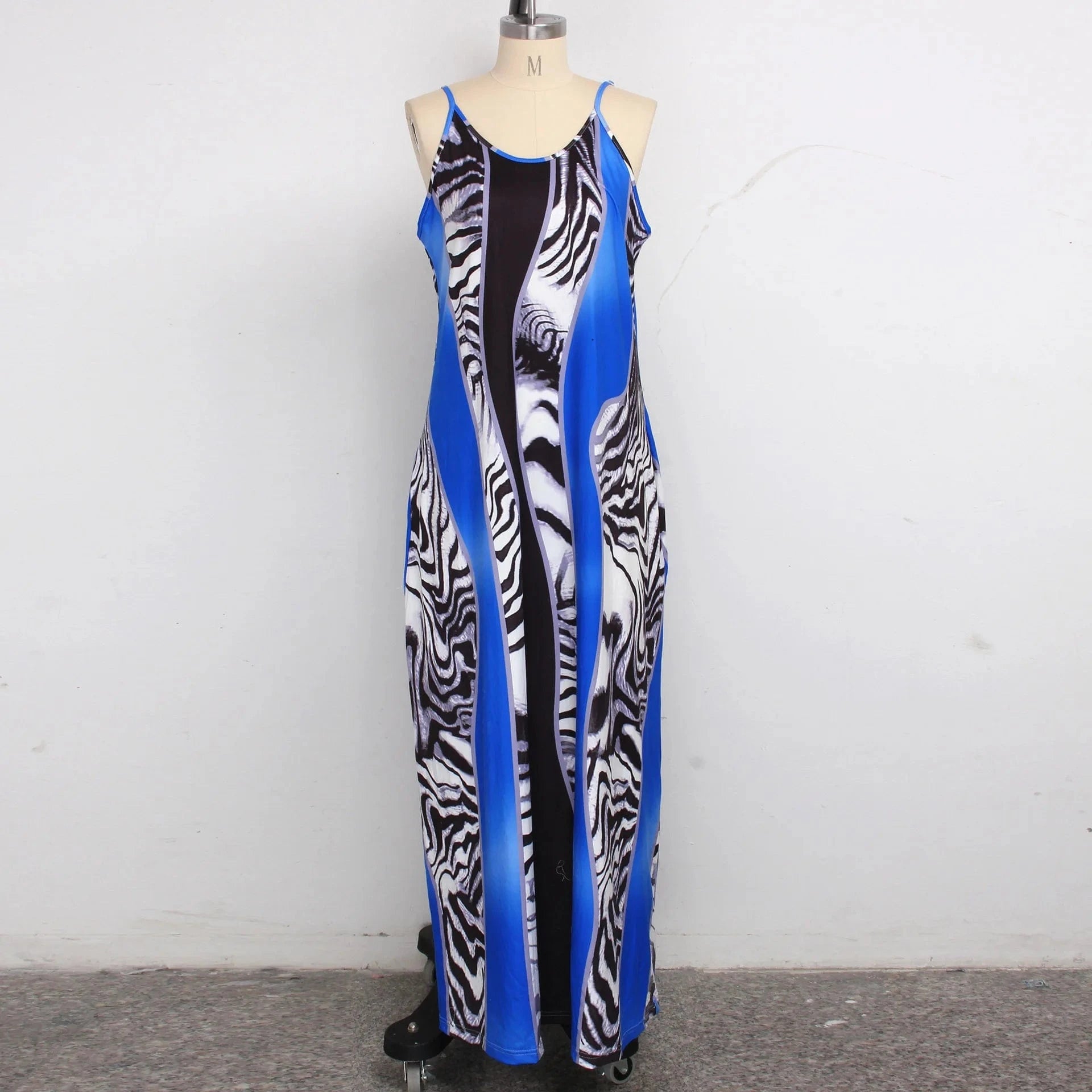 20530-MX62 two pockets spaghetti strap print plus size dress women sehe fashion