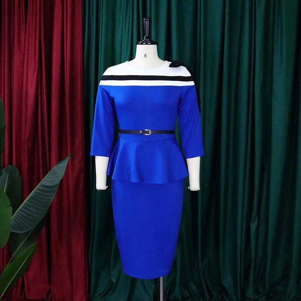 20720-MX64 bow two-piece elegant office dress suit plus size for ladies sehe fashion