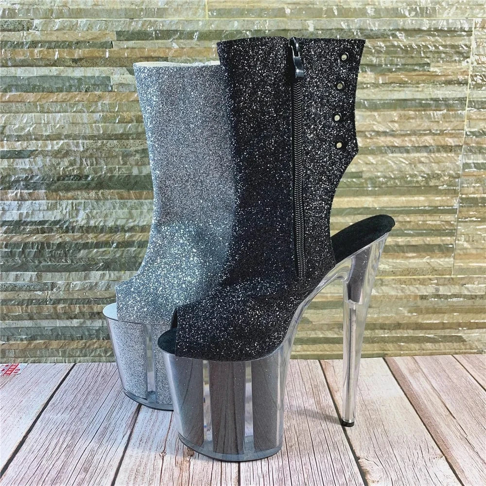 20cm belted super high heels pole dancing boots sequins open toe cool boots booties nightclub sexy women's shoes