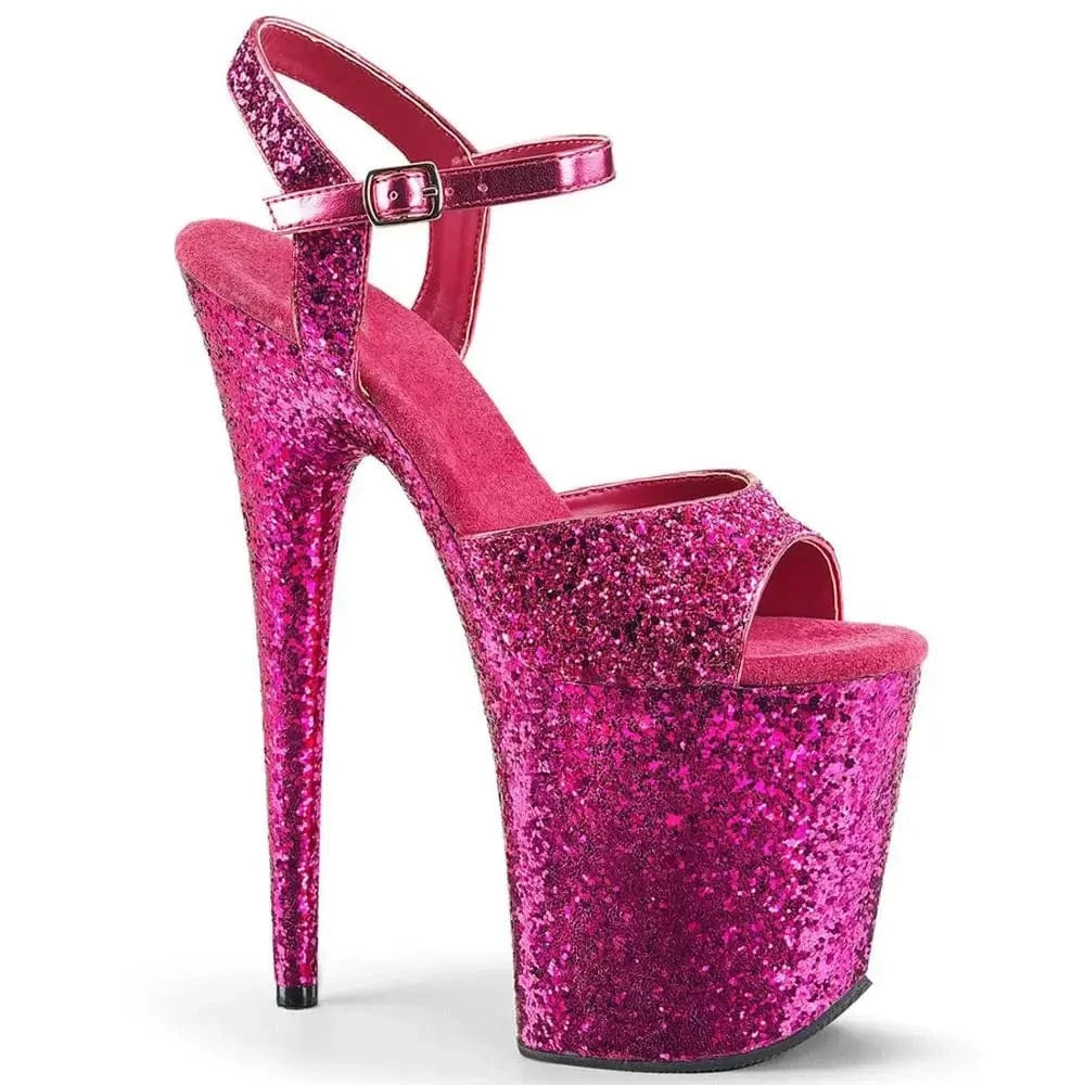 20cm sequins decorated thick bottom waterproof platform skyhigh buckle pole dance performance sandals female