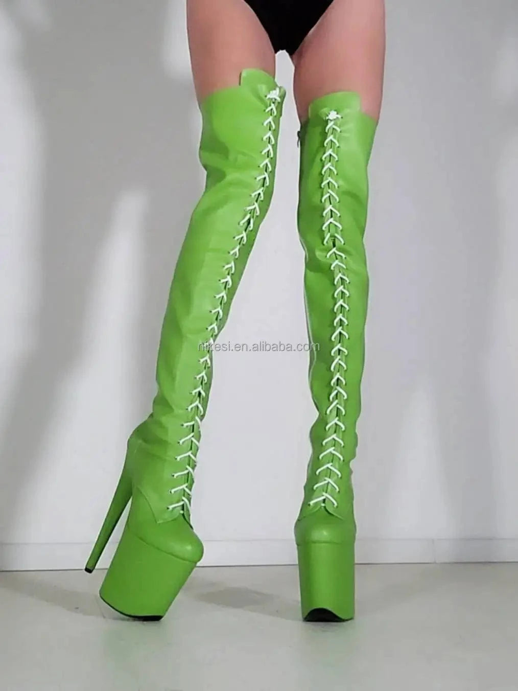 20cm wrapped heel style High boots Knee-high boots Club Cosplay Pole Shoes Sexy women's Shoes Model shoes Drag wrapped heel